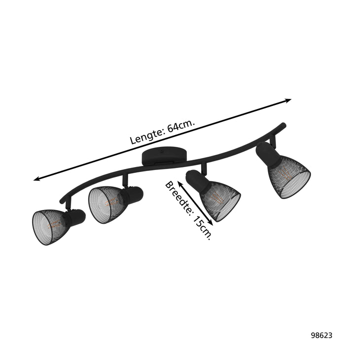 EGLO Carovigno Spot - E14 - 64 cm - Zwart