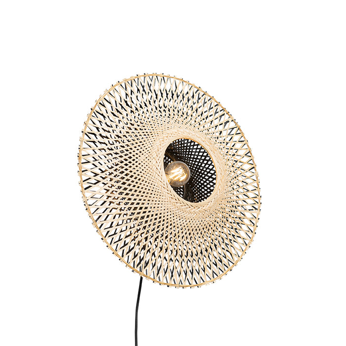 QAZQA Oosterse wandlamp bamboe 50 cm met stekker - Rina