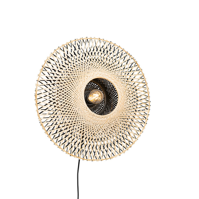 QAZQA Oosterse wandlamp bamboe 50 cm met stekker - Rina