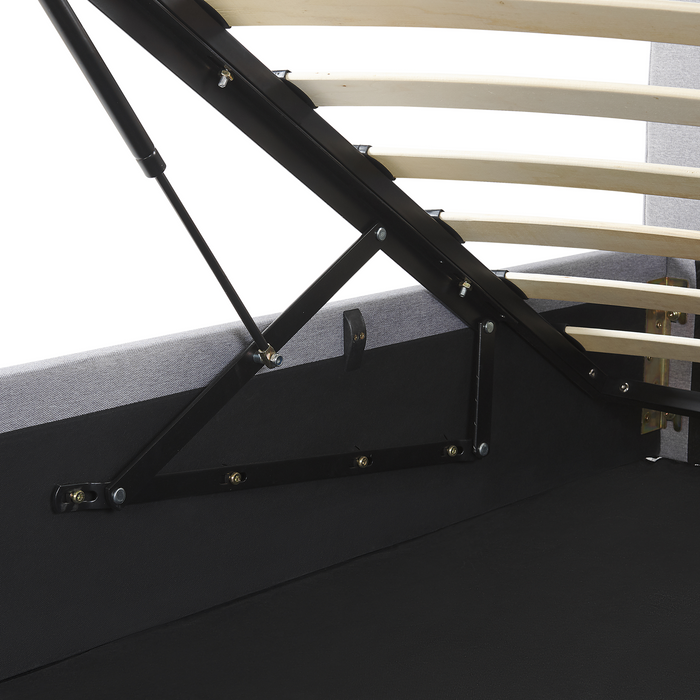 Beliani-DREUX -Bed met opbergruimte-Lichtgrijs-180 x 200 cm-Polyester