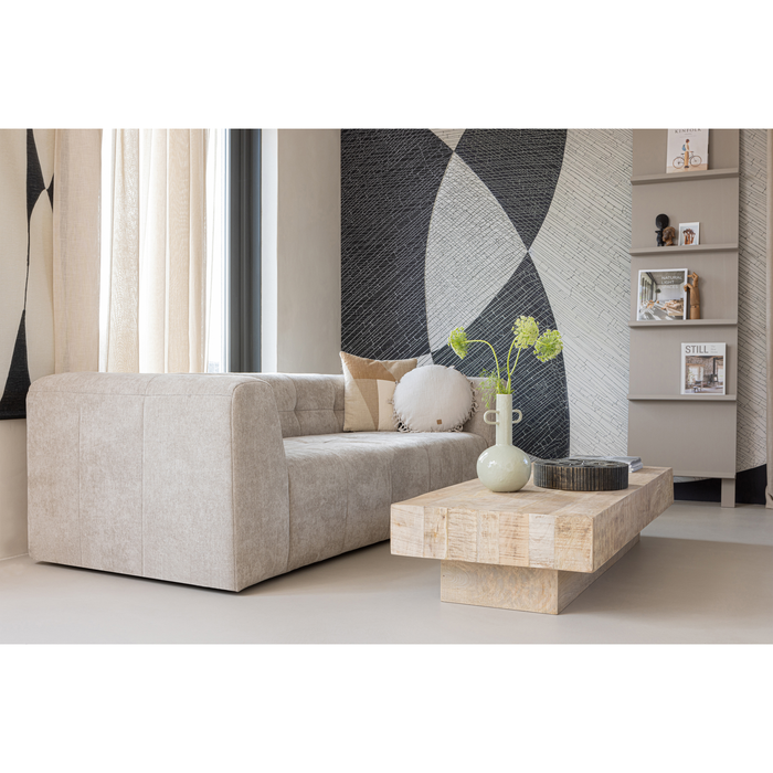 WOOOD Grid 3-Zits Bank - Stof - Zand - 73x230x98