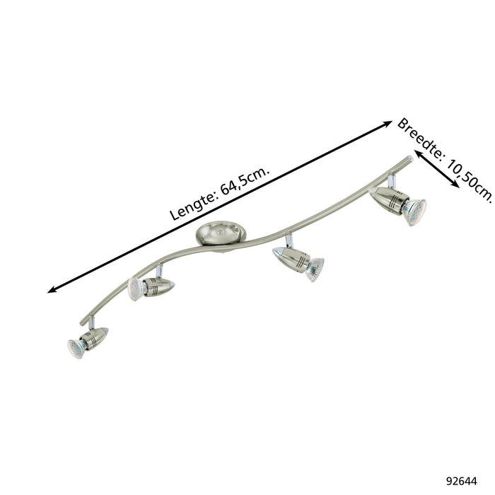 EGLO Magnum - Plafondspots - 4 Lichts - LED - Nikkel-Mat, Chroom