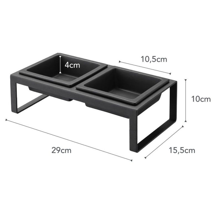 Yamazaki Voerbak Kat | Hond - Dubbel - Tower - Zwart