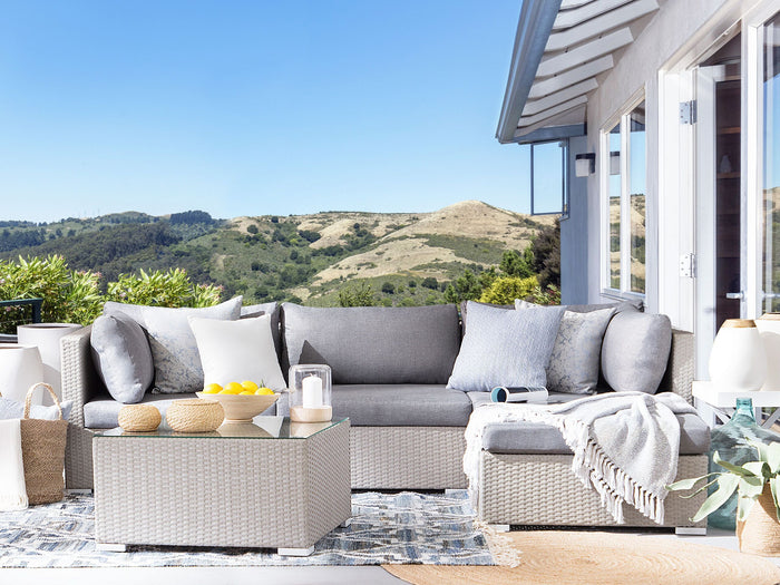 Beliani - SANO - Loungeset voor 4 - Grijs - PE rotan