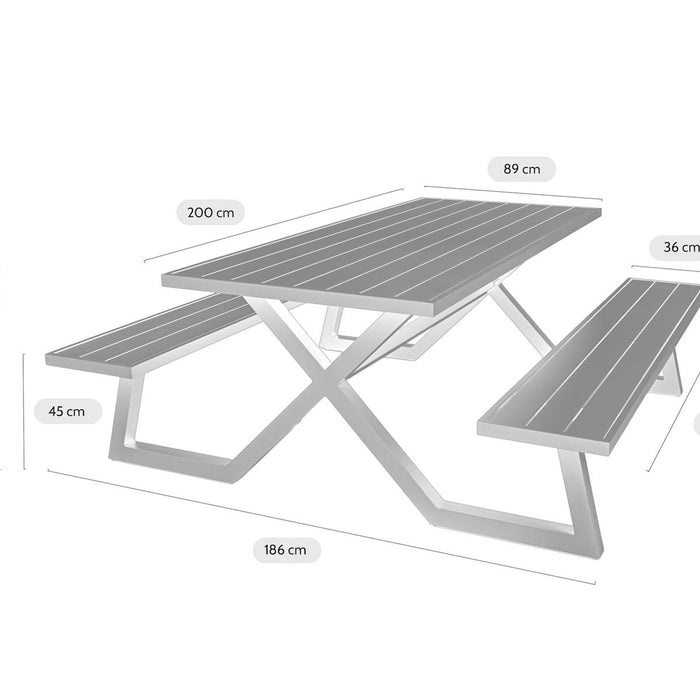 luxe aluminium picknicktafel Dex 200 cm zwart