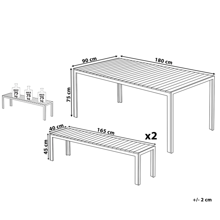 Beliani - NARDO - Tuinset voor 6 - Wit - Kunsthout