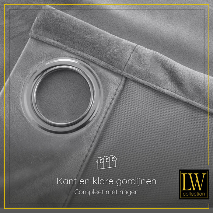 LW Collection Kant en klaar gordijnen grijs 290x245cm