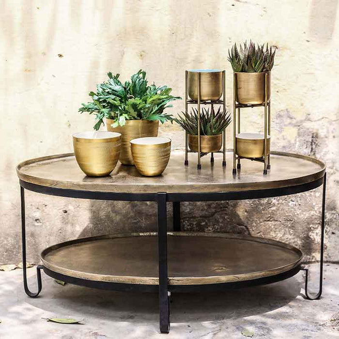 PTMD Mauro Ovale Salontafel - 96x58x44 cm - Aluminium|Ijzer - Zwart