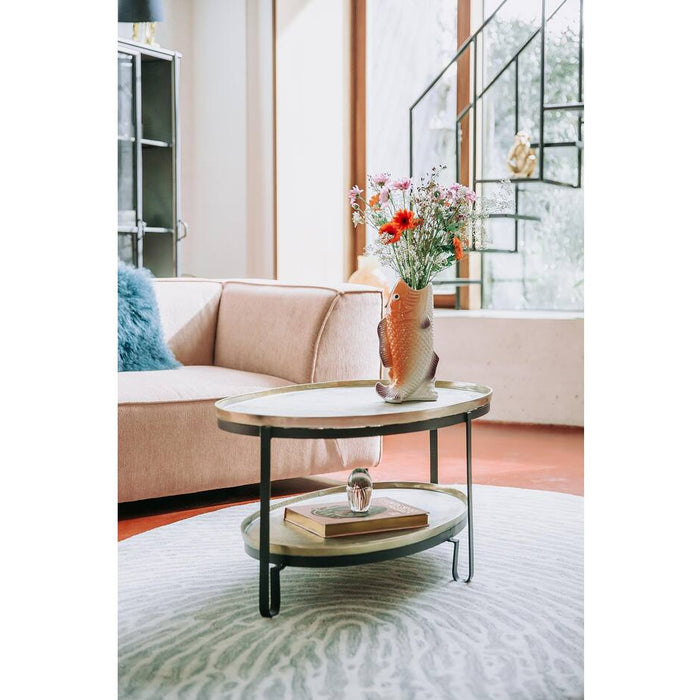 PTMD Mauro Ovale Salontafel - 96x58x44 cm - Aluminium|Ijzer - Zwart