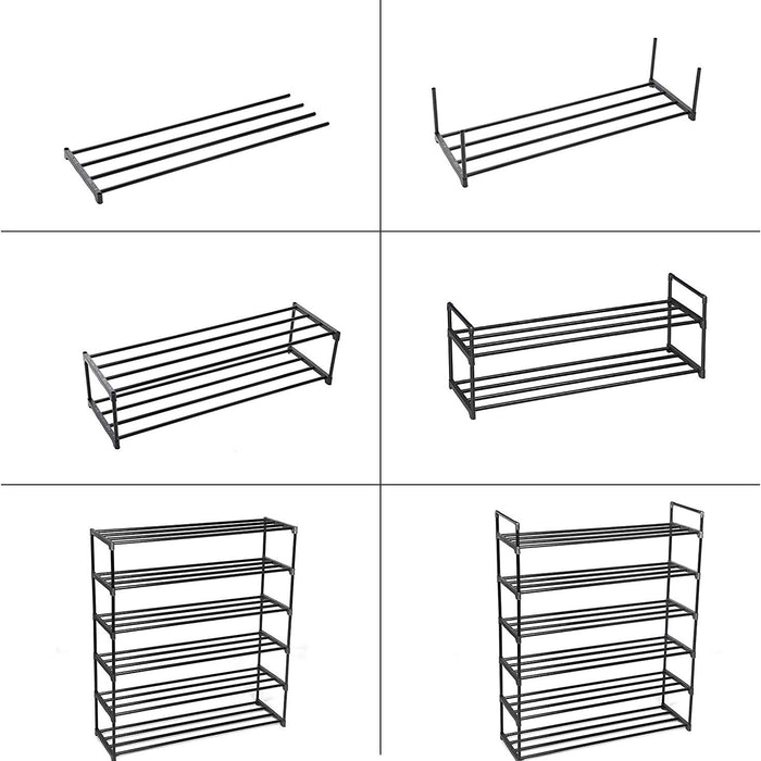 Schoenenrek - stapelbaar - 92x113x30 cm - zwart
