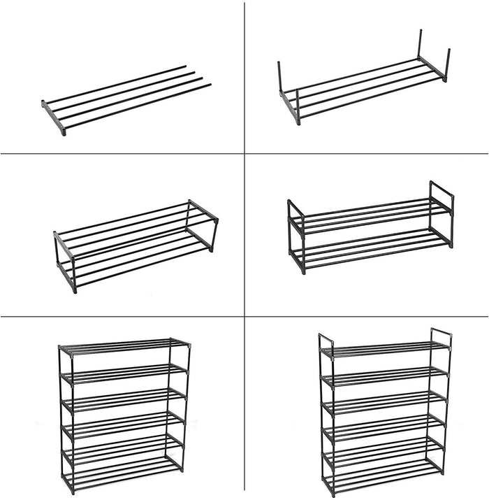 Schoenenrek - stapelbaar - 92x113x30 cm - zwart