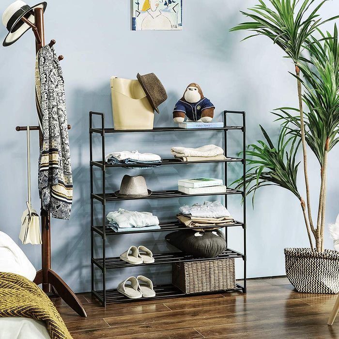 Schoenenrek - stapelbaar - 92x113x30 cm - zwart