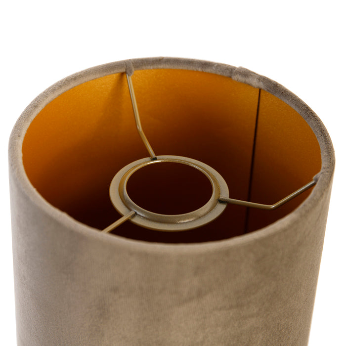 QAZQA Velours lampenkap taupe met gouden binnenkant 15|15|25