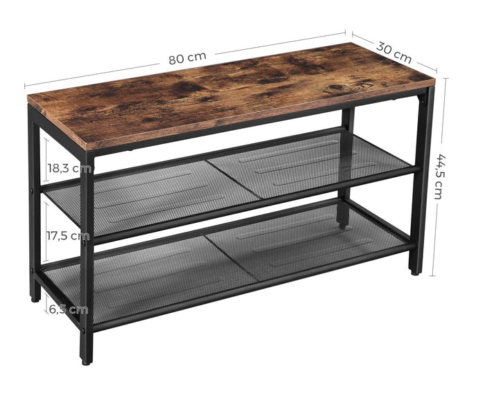 Parya Home - Schoenenrek - Met Zitje - Metaal - Bruin