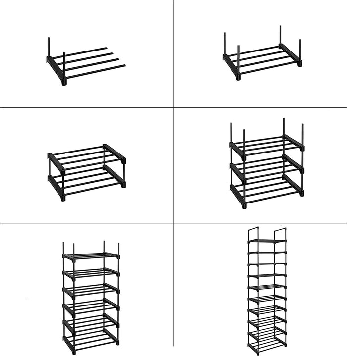 Parya Home schoenenrek - 10 planken - metaal - zwart