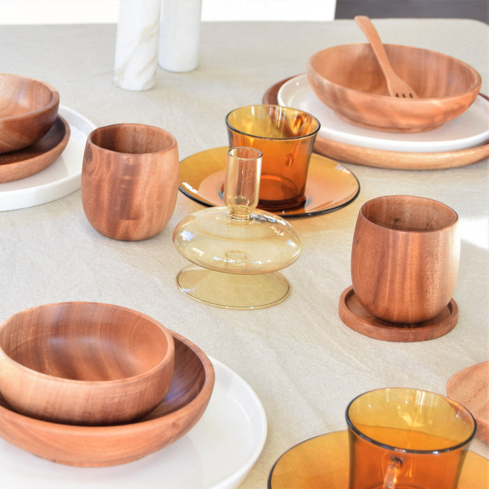 Khaya houten onderzetters Ø 9 cm - set van 4