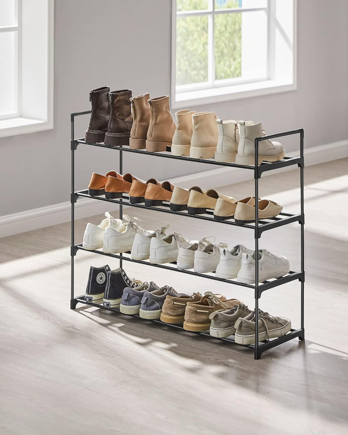 Schoenenrek - 4 niveaus - metaal - 92x73x30 cm - zwart