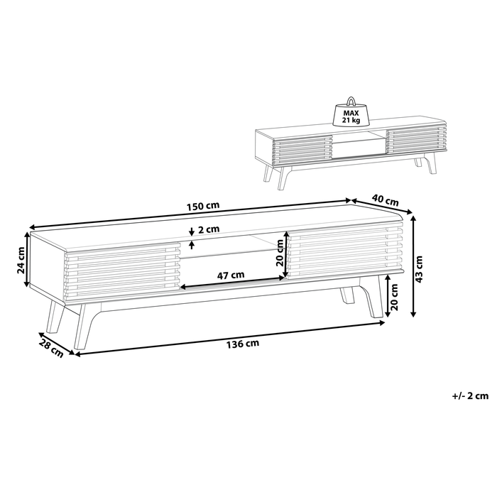 Beliani - DETROIT II - TV-meubel - Lichte houtkleur - Vezelplaat