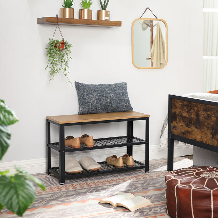 Schoenenrek - robuust - 73x45x30 cm - honing bruin