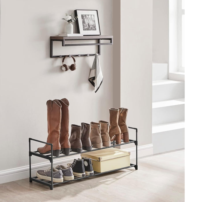 Schoenenrek - stapelbaar - 2 niveaus - 92x33x30 cm - zwart