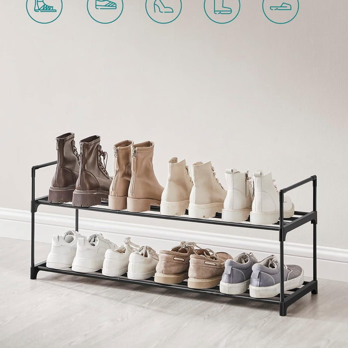 Schoenenrek - stapelbaar - 2 niveaus - 92x33x30 cm - zwart