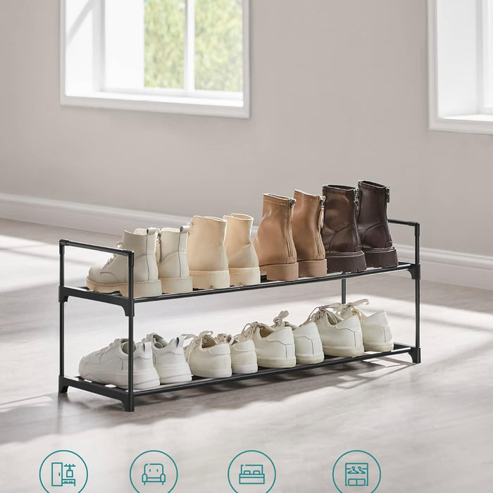Schoenenrek - stapelbaar - 2 niveaus - 92x33x30 cm - zwart