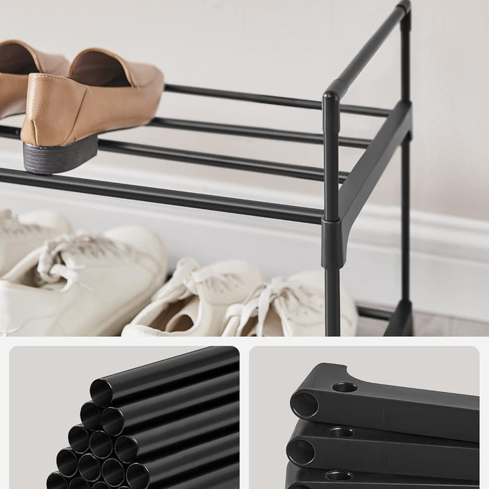 Schoenenrek - stapelbaar - 2 niveaus - 92x33x30 cm - zwart