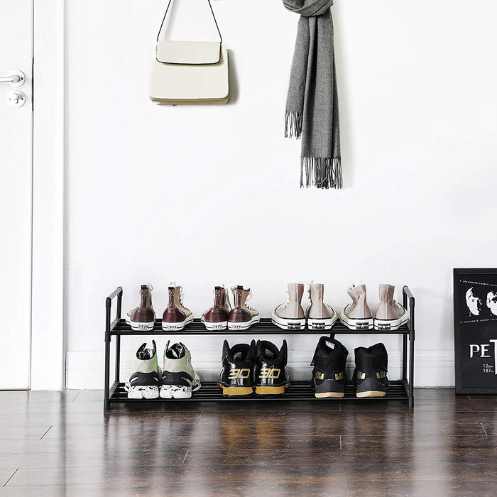 Schoenenrek - stapelbaar - 2 niveaus - 92x33x30 cm - zwart