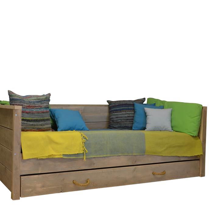 Wood4you - Eenpersoonsbed Saar steigerhout 206Lx43Hx96D cm