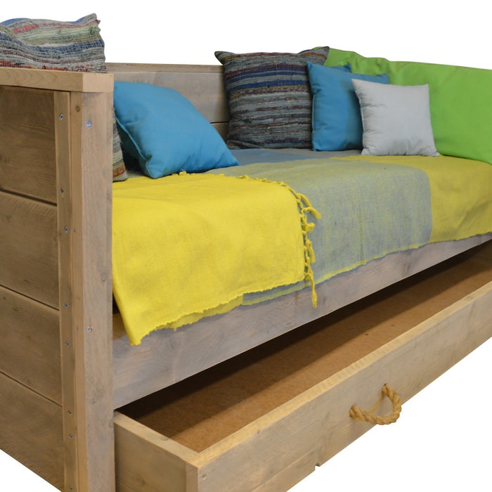 Wood4you - Eenpersoonsbed Saar steigerhout 206Lx43Hx96D cm