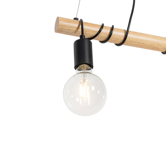 QAZQA Hanglamp dami - Zwart - Landelijk - L 70cm