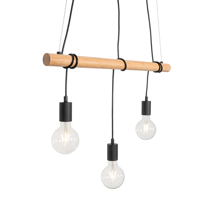 QAZQA Hanglamp dami - Zwart - Landelijk - L 70cm