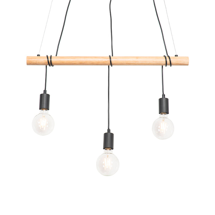 QAZQA Hanglamp dami - Zwart - Landelijk - L 70cm