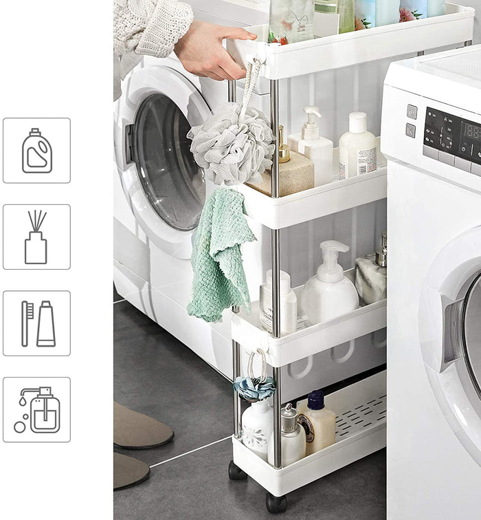 Opbergtrolley - 4 niveaus - 40x86x12.5 cm - wit