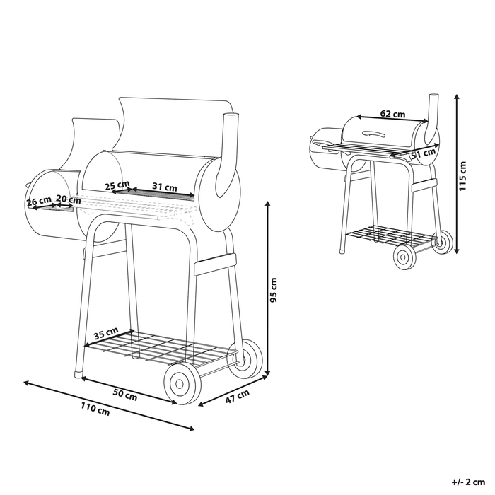 Beliani - SATAH - Houtskoolgrill - Zwart - Staal