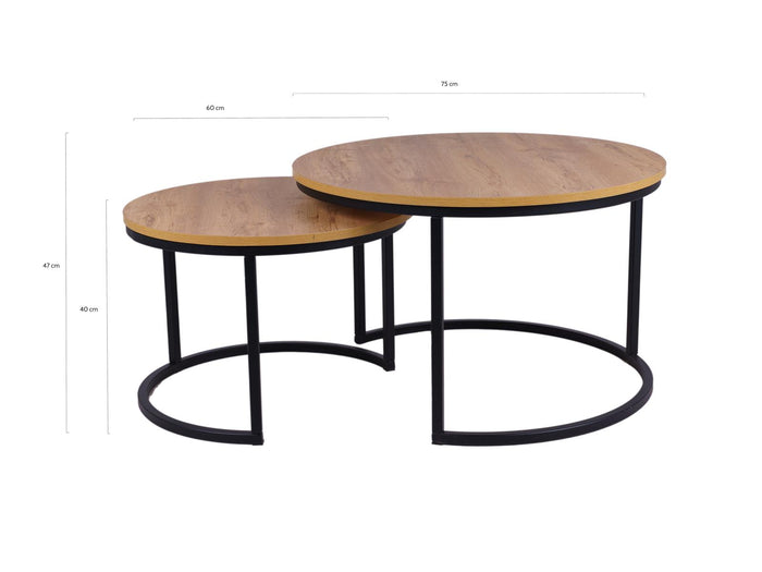 Ronde salontafel set Kiev XL 75 cm