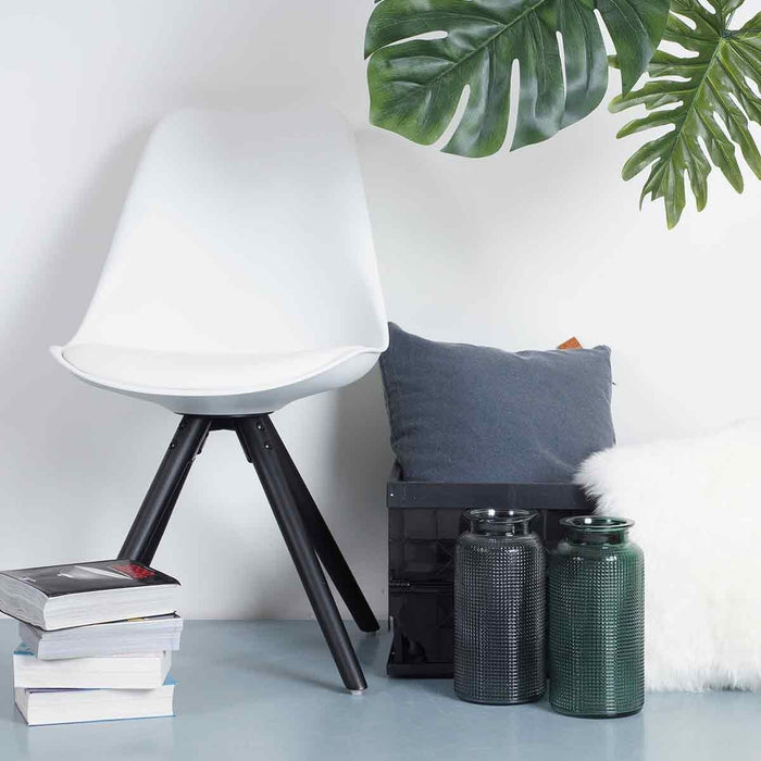 Essence Legno Eetkamerstoel Wit - Zwart Houten Onderstel