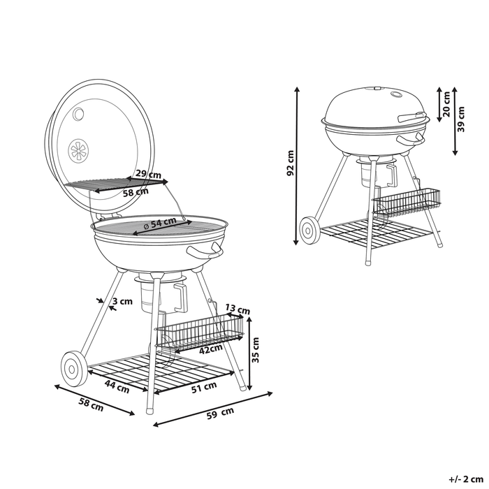 Beliani - MARAPI - Houtskoolgrill - Zwart - Staal