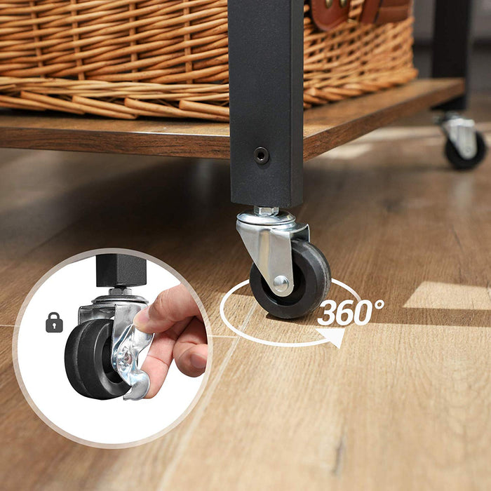 Keukentrolley - 3 niveaus - 6 haken - 60x89x40 cm - vintage bruin