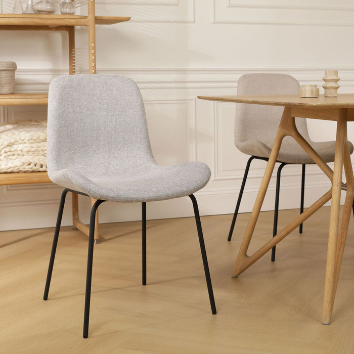 Nolon Nora-Fé Eetkamerstoel Lichtgrijs - Stof - Zwarte Poten