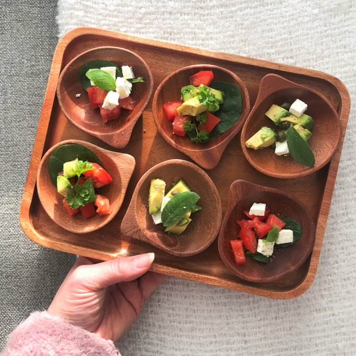 Khaya houten sauskommetje - set van 4