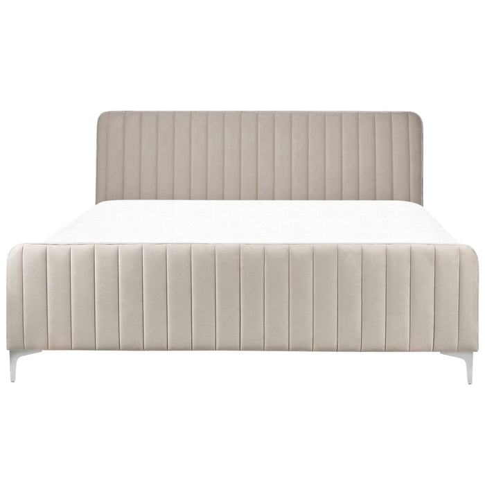 Beliani - LUNAN - Tweepersoonsbed - Taupe - 180 x 200 cm - Fluweel