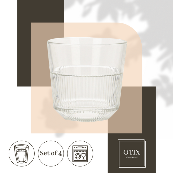 OTIX Waterglazen 270 ml set van 4 Transparant Glas Stapelbaar