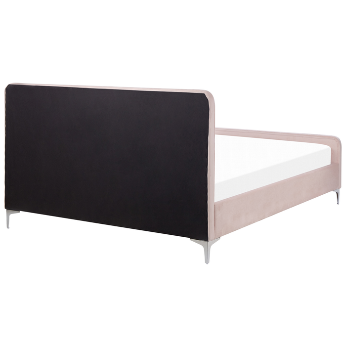 Beliani-LUNAN-Tweepersoonsbed-Pastelroze-160 x 200 cm-Fluweel