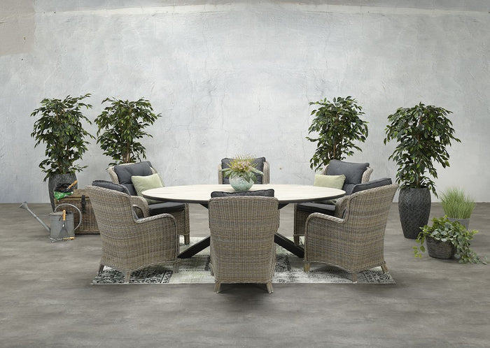 Edison tafel - ovaal - 220x115 cm - carbon black -light teak Vironwood