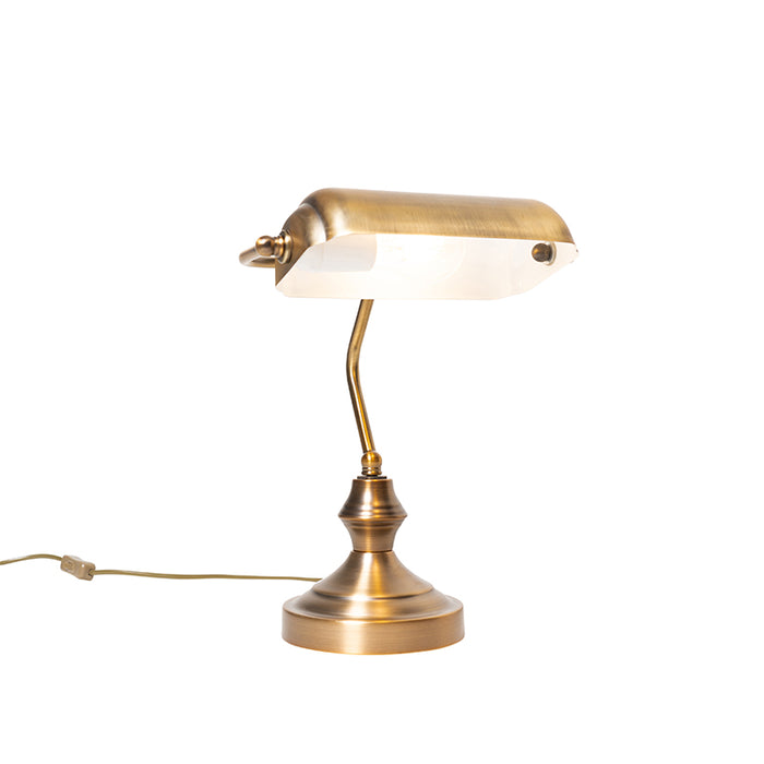 QAZQA Klassieke tafellamp|notarislamp brons - Banker