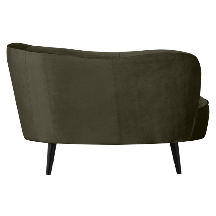WOOOD Sara Loungefauteuil Rechts - Velvet - Warm groen - 71x112x81