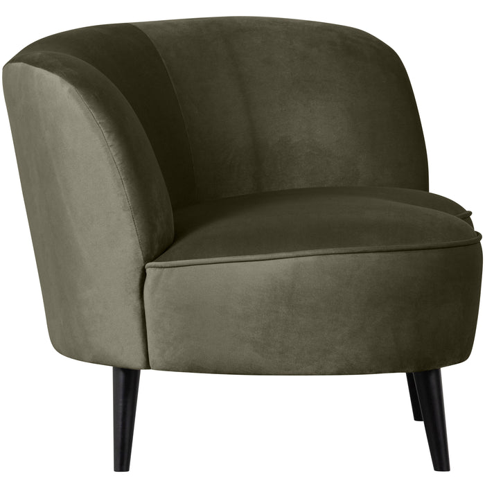 WOOOD Sara Loungefauteuil Rechts - Velvet - Warm groen - 71x112x81