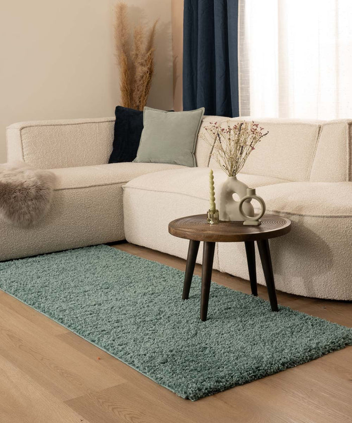 Tapeso Hoogpolige loper shaggy Trend effen - lichtblauw - 80x250 cm