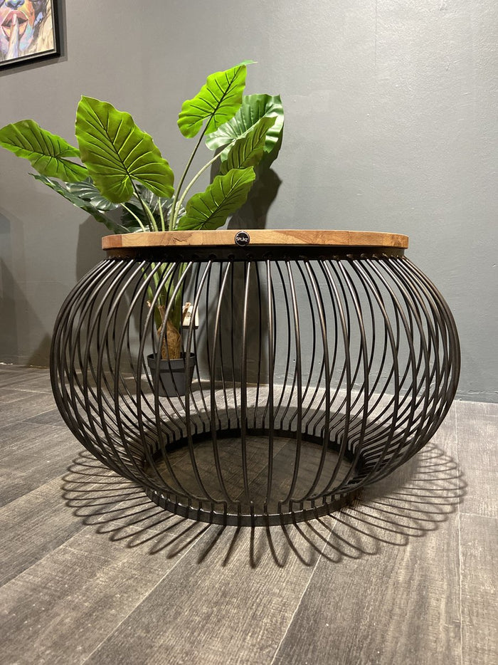 Furnilux - Salontafel Mangohout - Rond - Industrieel - 80 x 80 x 51 cm